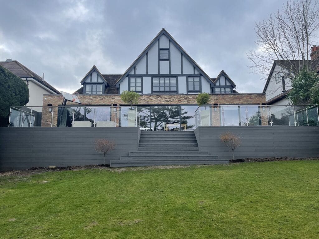Bespoke Glass Balustrade with 10mm clear toughened glass panels